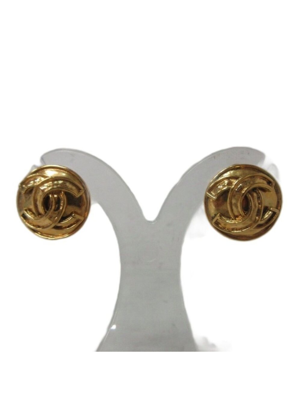 Chanel 94P Vintage CC Logo Earrings Gold Colored